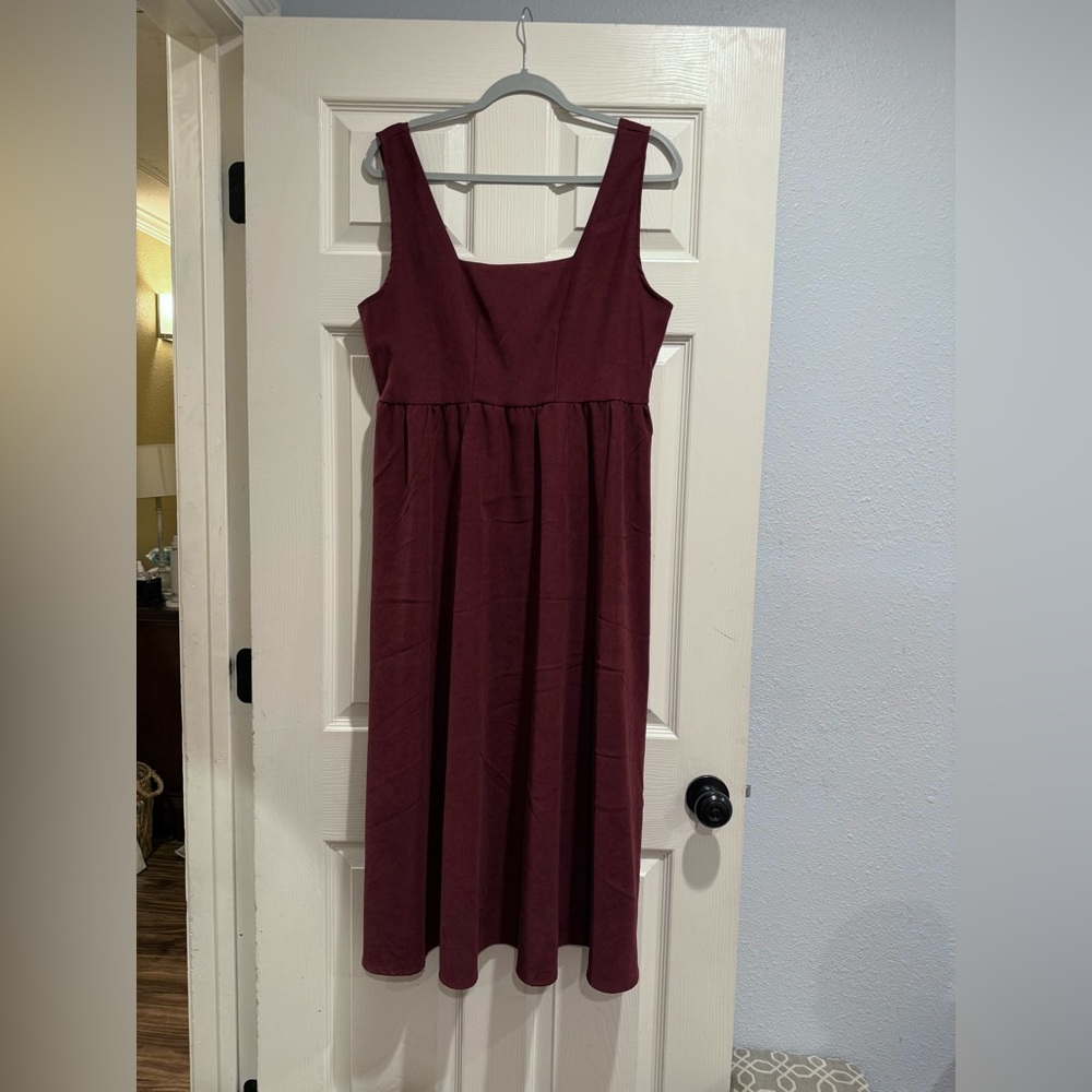 SHEIN Burgundy Midi/Maxi Sleeveless Dress Size XL Zip Up